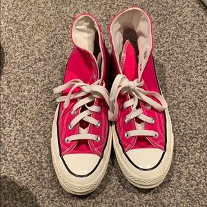 Hot pink high top converses